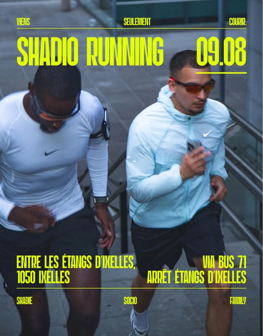Post announcing the Sunday run, 09.08, Étangs d’Ixelles