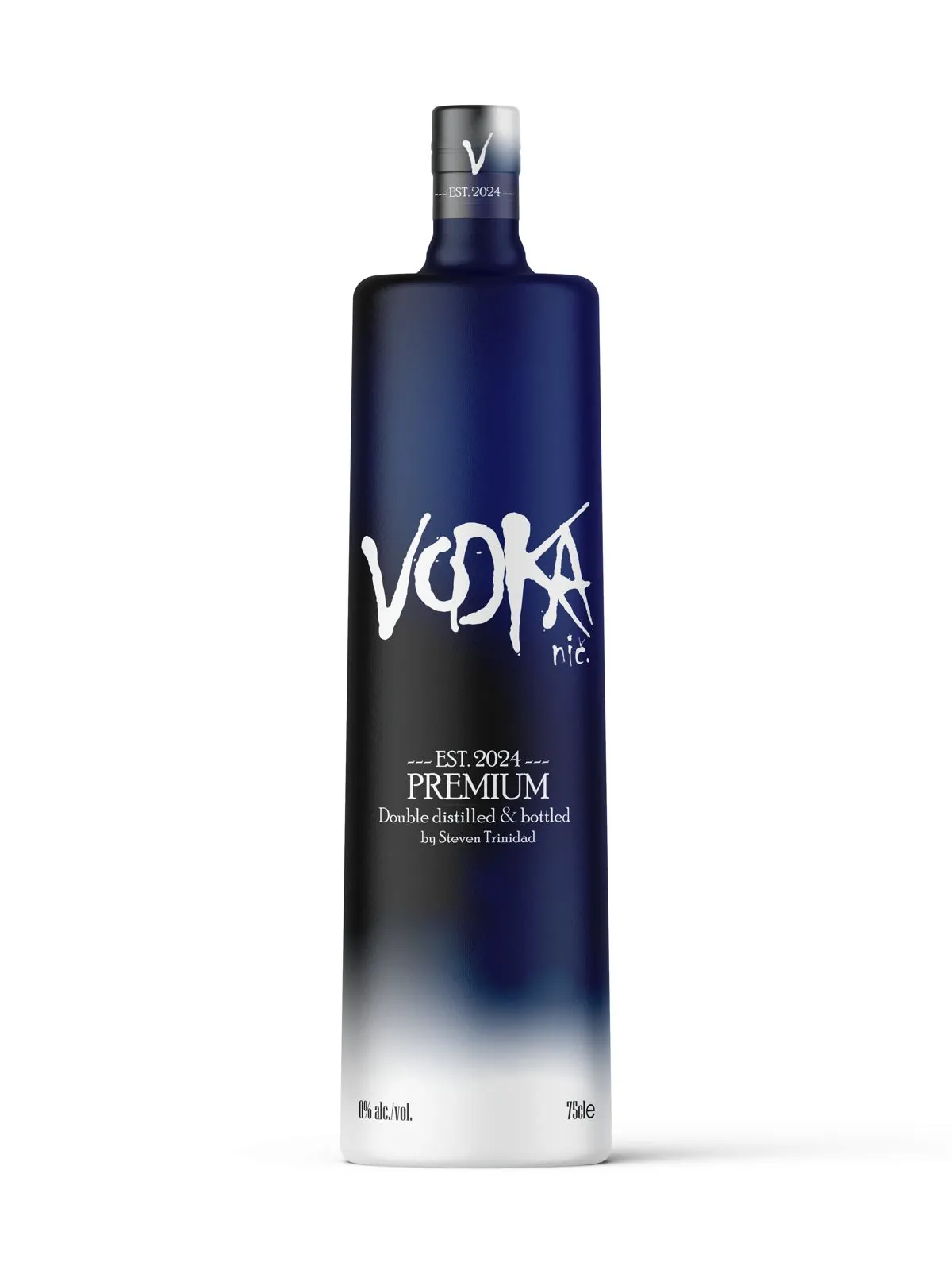 Vodka Zero bottle on a white background