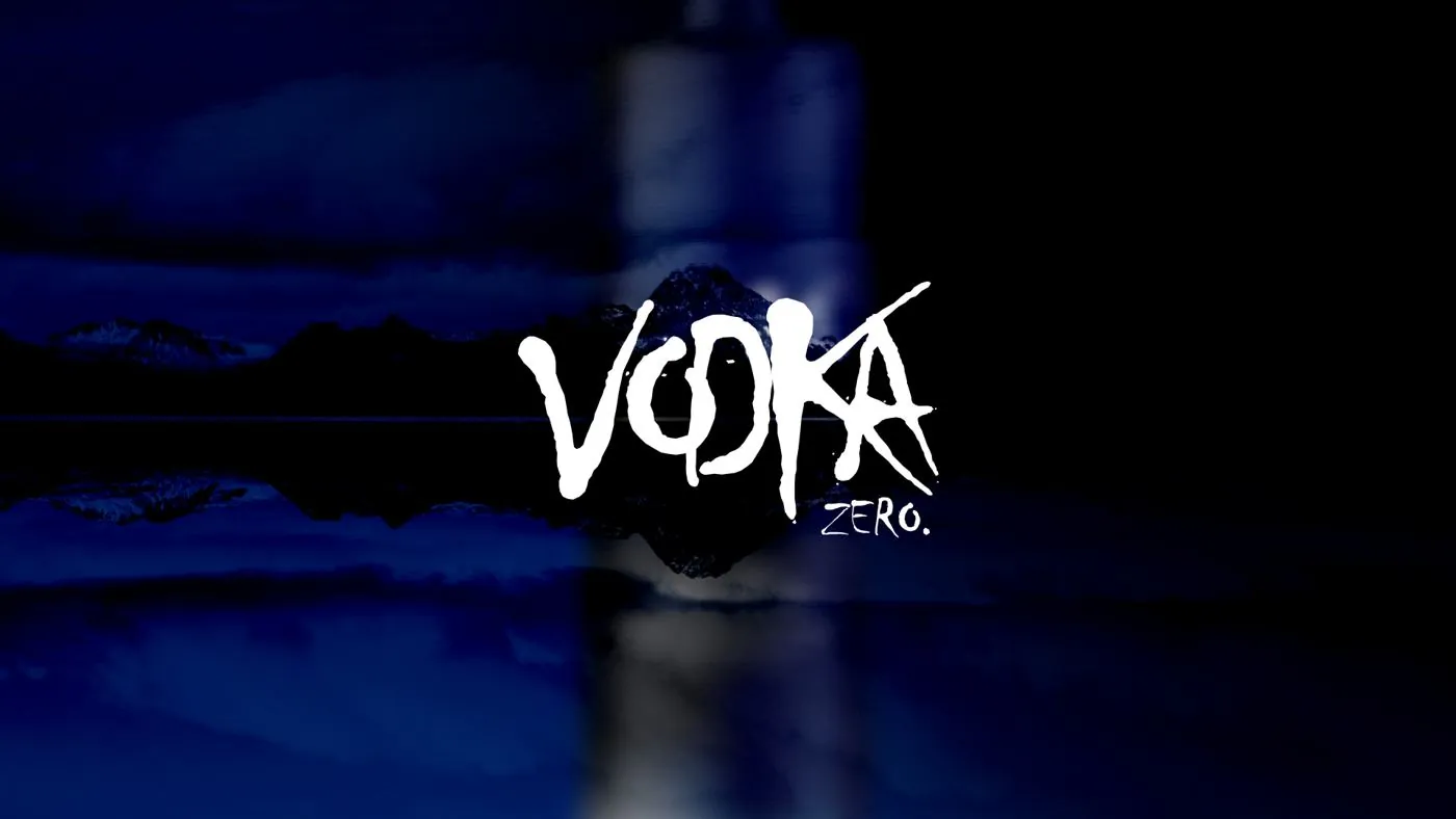 Vodka Zero graffiti logo on a dark blue background